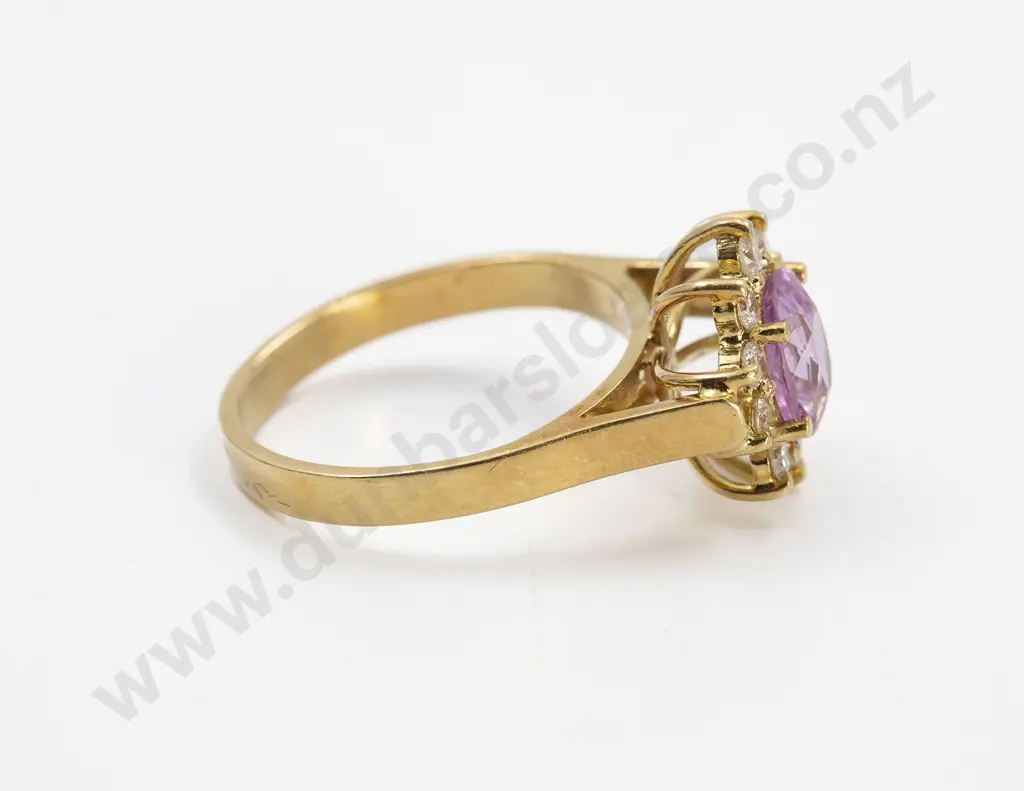 18ct Eleven Stone Pink Sapphire and Diamond Cluster Ring Image 1++