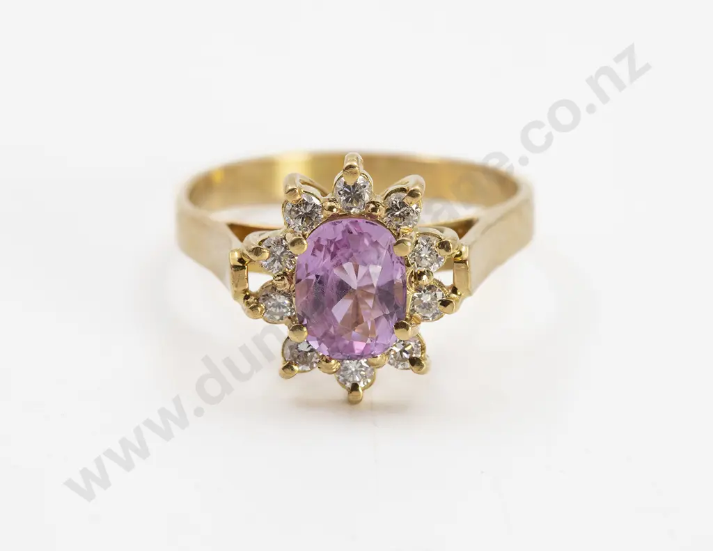 18ct Eleven Stone Pink Sapphire and Diamond Cluster Ring Image 1++