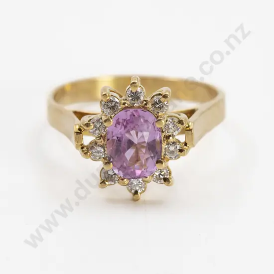 18ct Eleven Stone Pink Sapphire and Diamond Cluster Ring