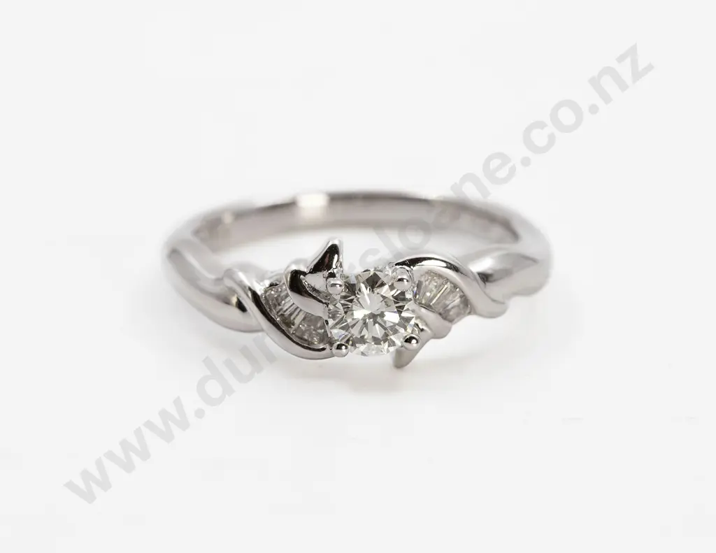 18ct White Gold Solitaire Diamond Ring Image 1++