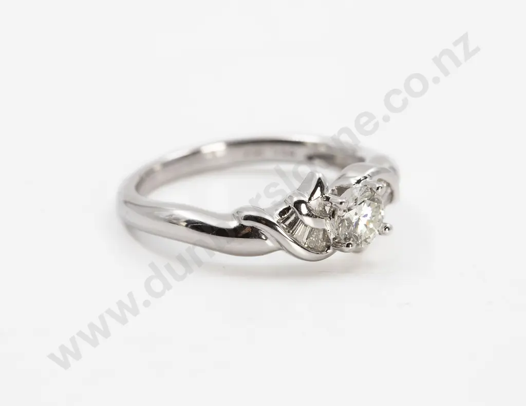 18ct White Gold Solitaire Diamond Ring Image 1++