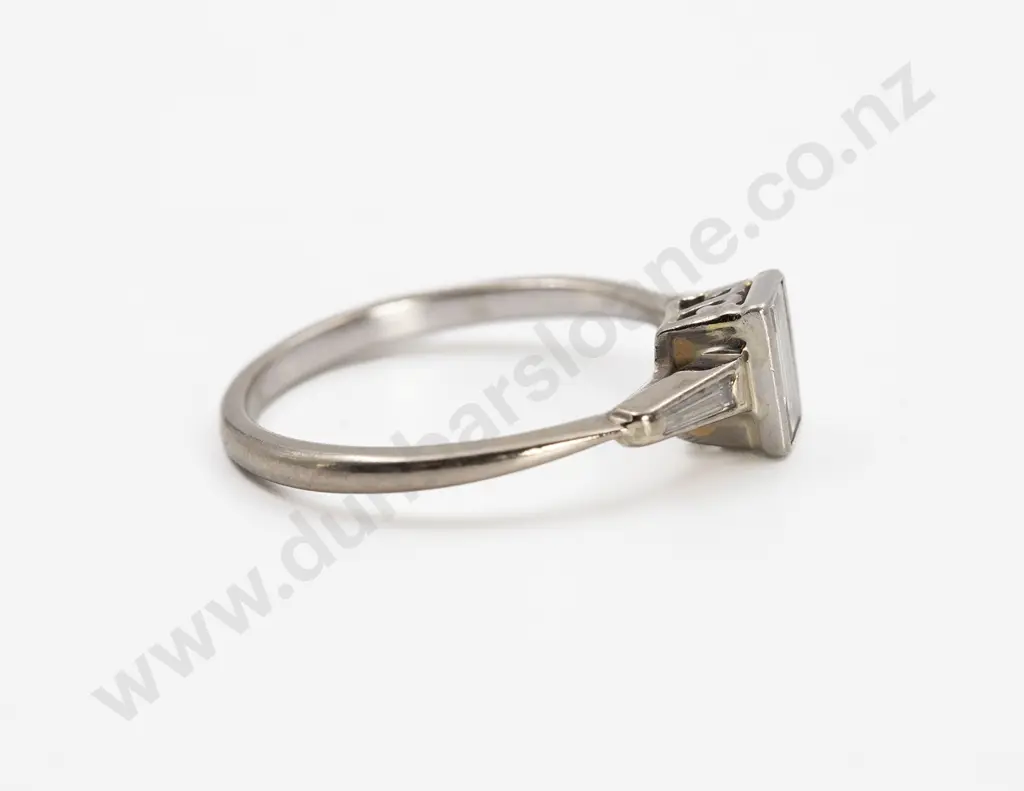 18ct White and Platinum Solitaire Diamond Ring Image 1++