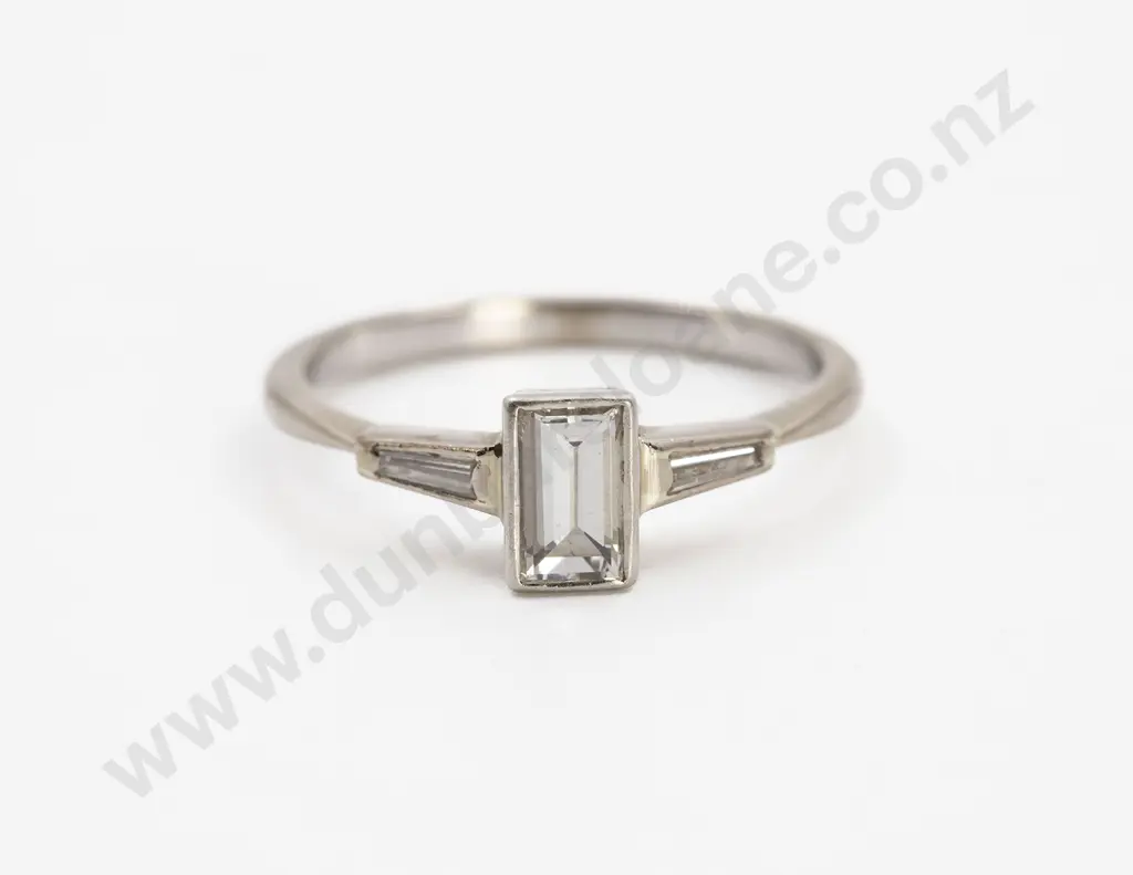 18ct White and Platinum Solitaire Diamond Ring Image 1++