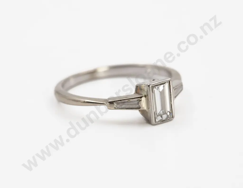 18ct White and Platinum Solitaire Diamond Ring Image 1++