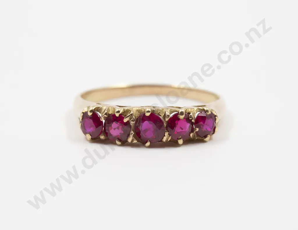 Victorian 15ct Five Stone Ruby Bridge Ring Image 1++