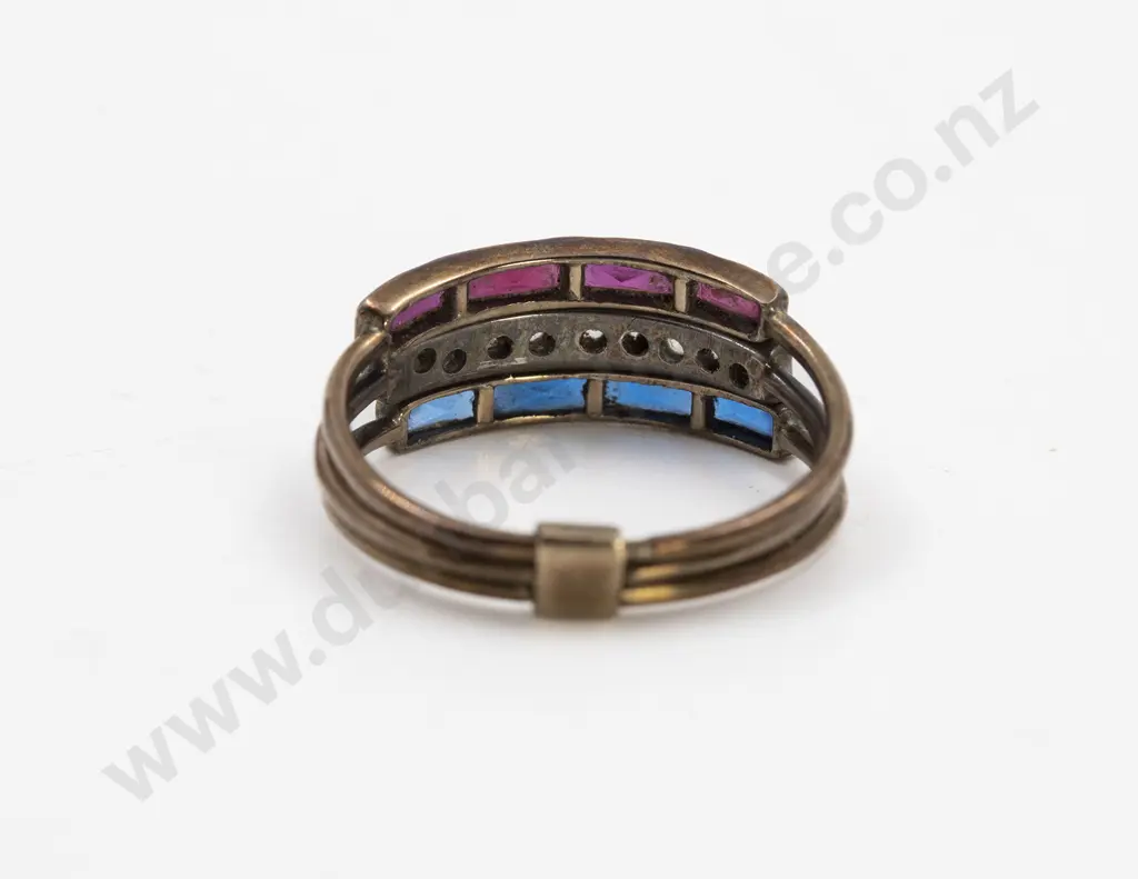 14ct Triple Band Ruby Diamond and Sapphire Ring Image 1++
