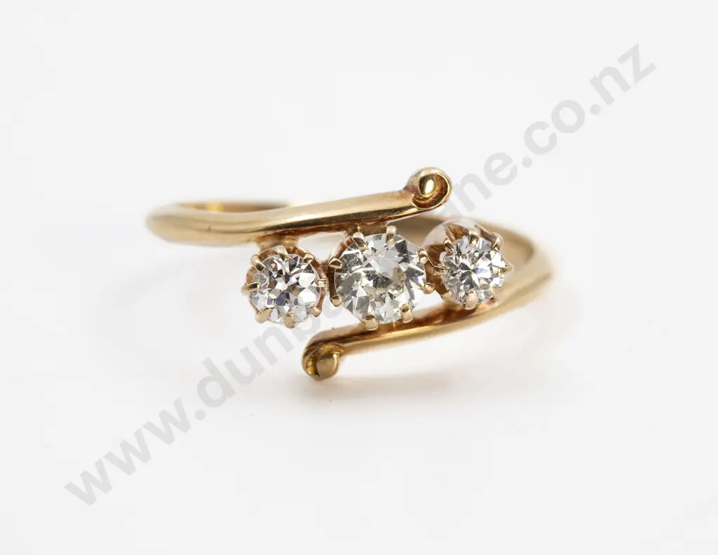 18ct Three Stone Diamond Bridge Ring Image 1++