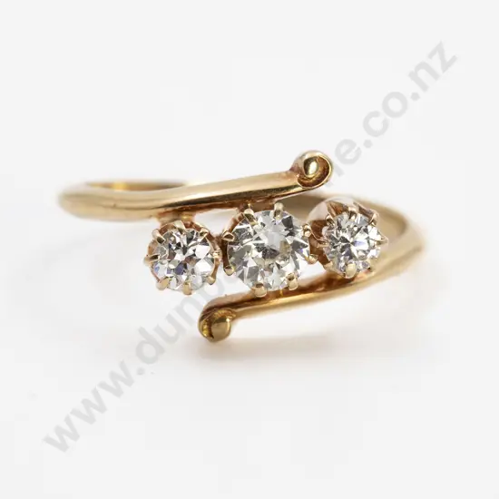 18ct Three Stone Diamond Bridge Ring