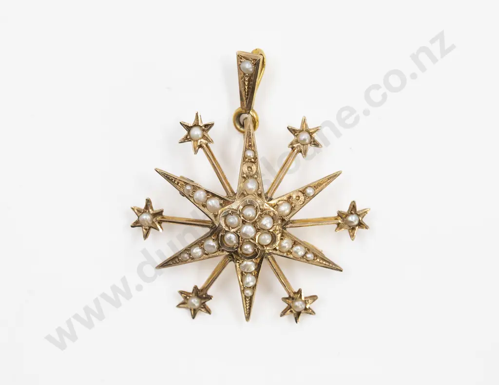 Victorian 9ct Star Burst Pendant/Brooch Image 1++