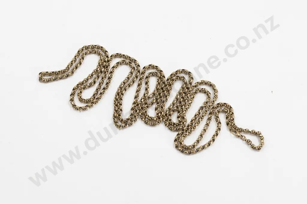 Victorian 9ct Fancy Faceted Trace Link Muff Chain Image 1++