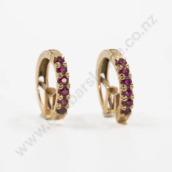 Pair 9ct Ruby Hoop Earrings