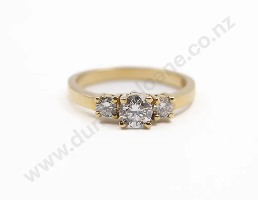 As New 18ct Three Stone Diamond Bridge Ring Image 1++