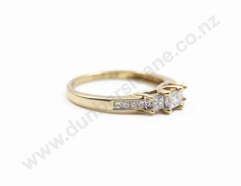 As New 18ct Three Stone Diamond Bridge Ring Image 1++