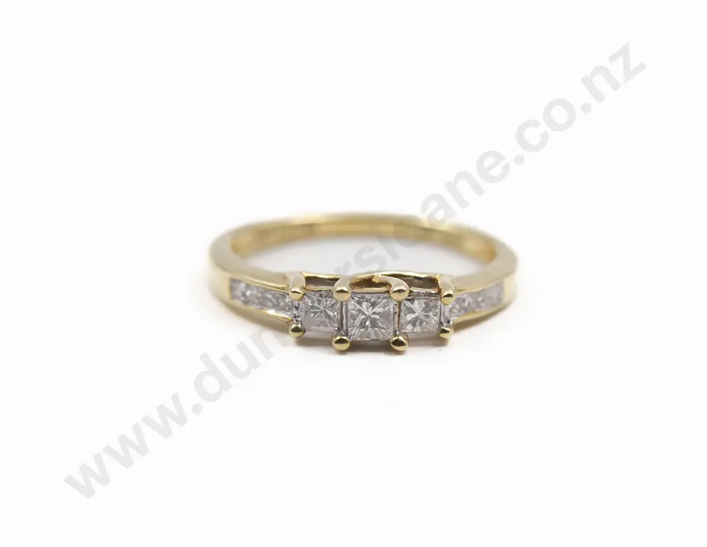 As New 18ct Three Stone Diamond Bridge Ring Image 1++