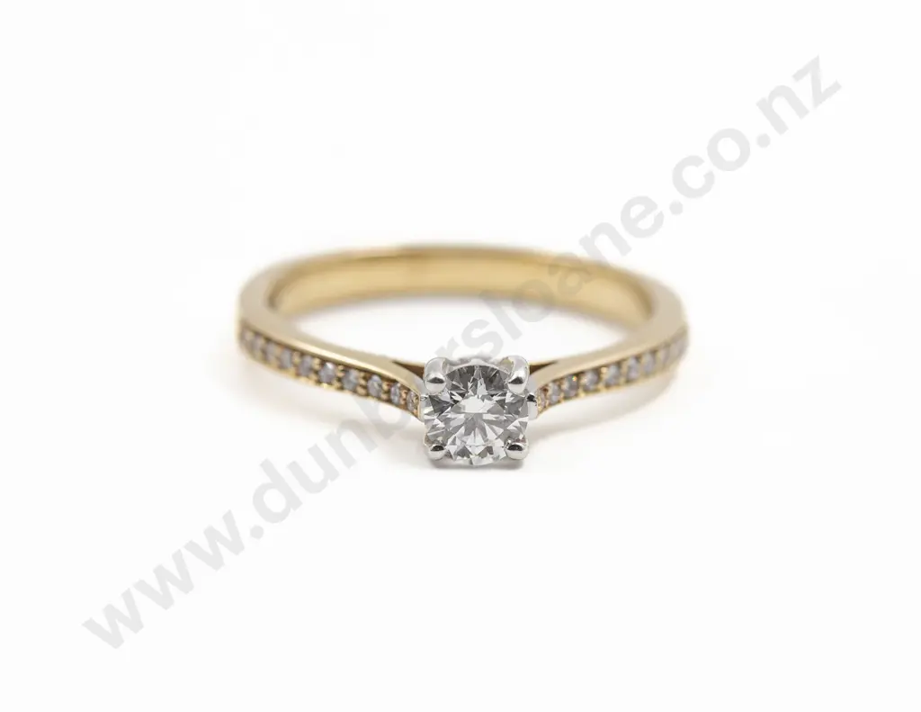 As New 18ct White & Yellow Gold Solitaire Diamond Ring Image 1++