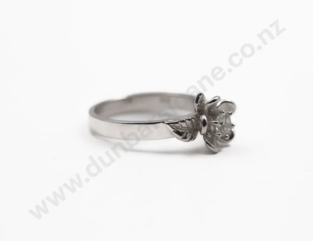 Karen Walker 9ct White Gold Single Flower Poise Ring Image 1++