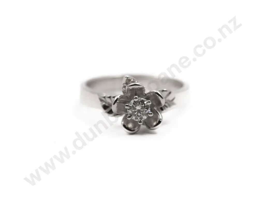 Karen Walker 9ct White Gold Single Flower Poise Ring Image 1++