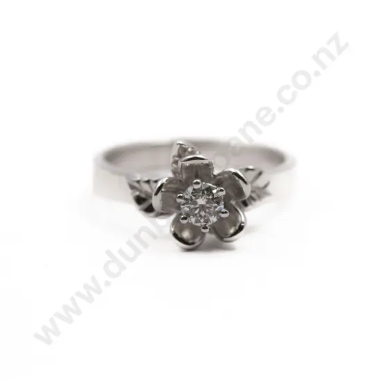 Karen Walker 9ct White Gold Single Flower Poise Ring