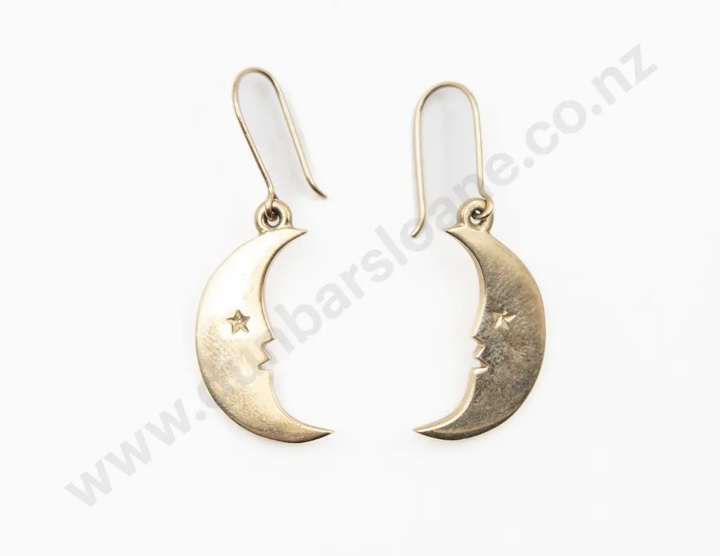 Pair Karen Walker 9ct Moon Pendant Earrings Image 1++