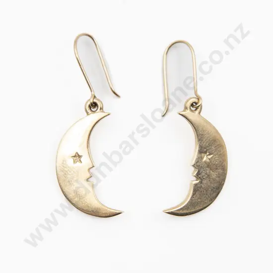 Pair Karen Walker 9ct Moon Pendant Earrings
