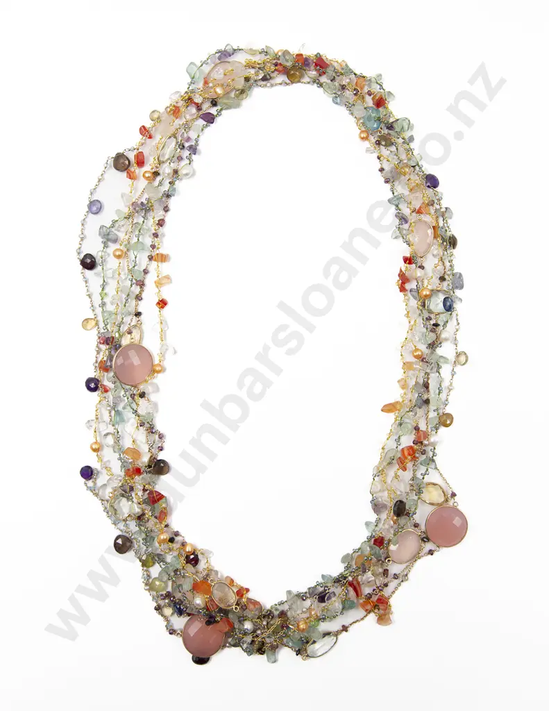 Bilkey & Co Five Multi-Gem Long Woven Beaded Necklaces Image 1++