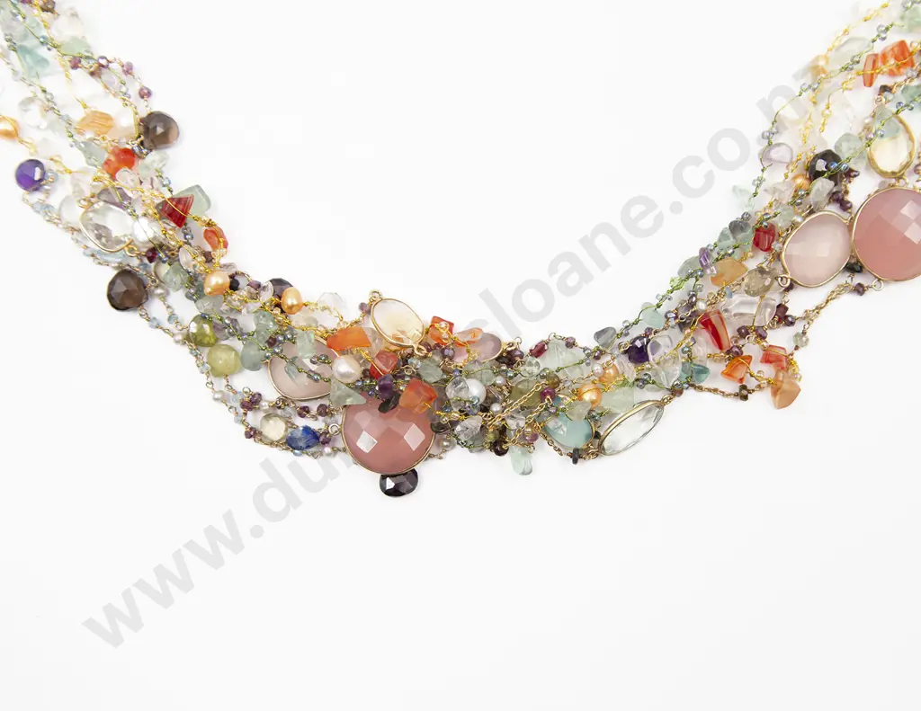 Bilkey & Co Five Multi-Gem Long Woven Beaded Necklaces Image 1++