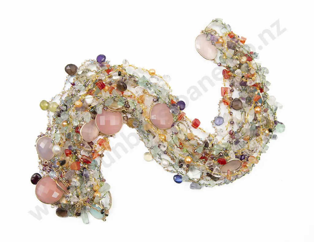 Bilkey & Co Five Multi-Gem Long Woven Beaded Necklaces Image 1++