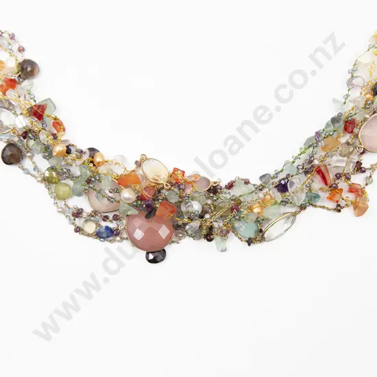 Bilkey & Co Five Multi-Gem Long Woven Beaded Necklaces