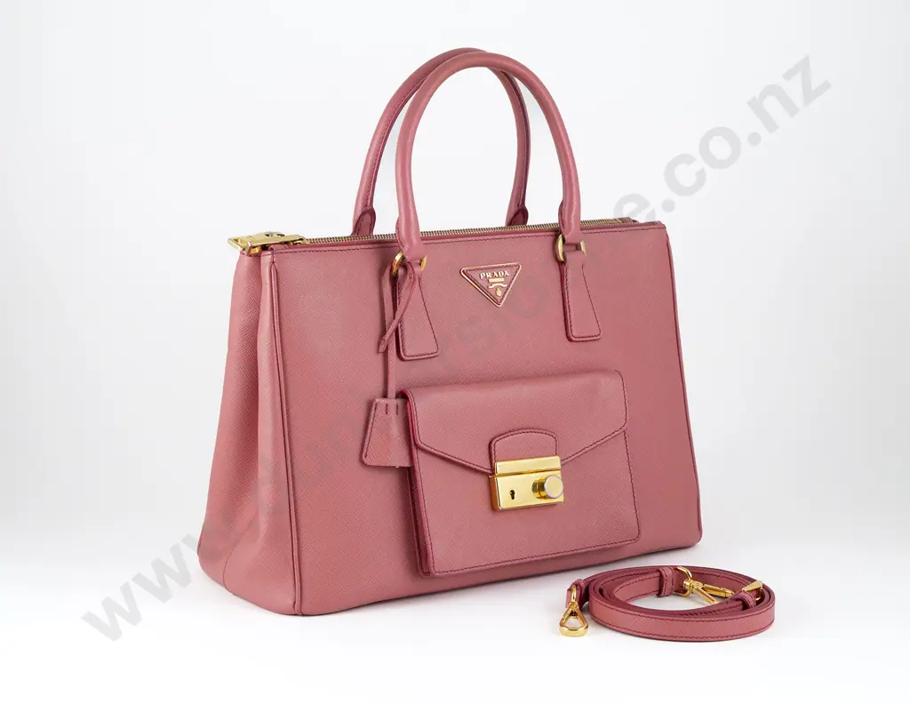 Prada Saffiano Lux Cargo Pink Leather Tote Bag Image 1++