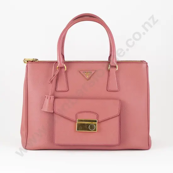 Prada Saffiano Lux Cargo Pink Leather Tote Bag