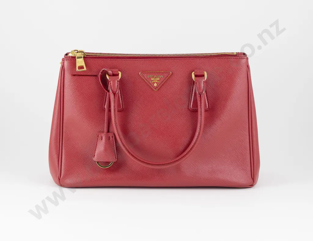 Prada Saffiano Lux Galleria Red Leather Satchel Image 1++