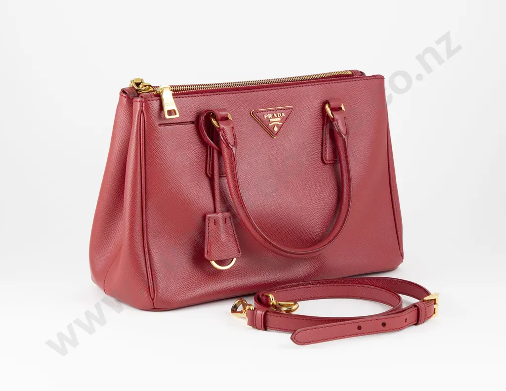 Prada Saffiano Lux Galleria Red Leather Satchel Image 1++