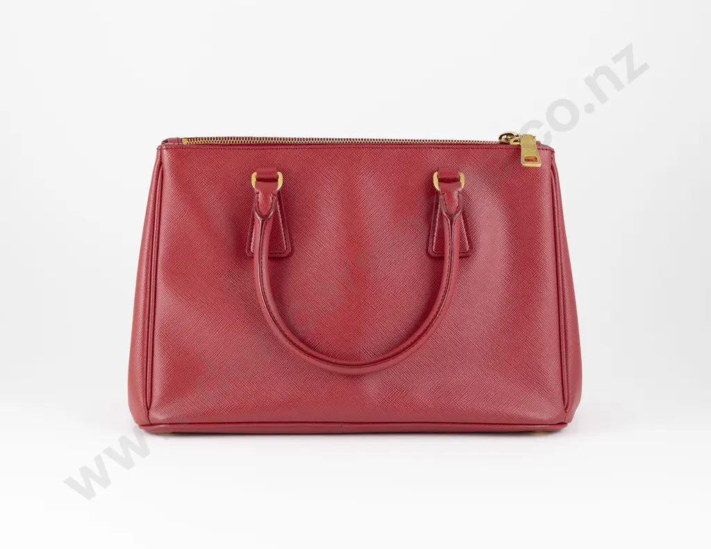 Prada Saffiano Lux Galleria Red Leather Satchel Image 1++
