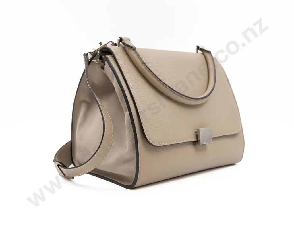 Italian Celine Sand Brown Leather and Suede Medium Trapeze Bag Image 1++