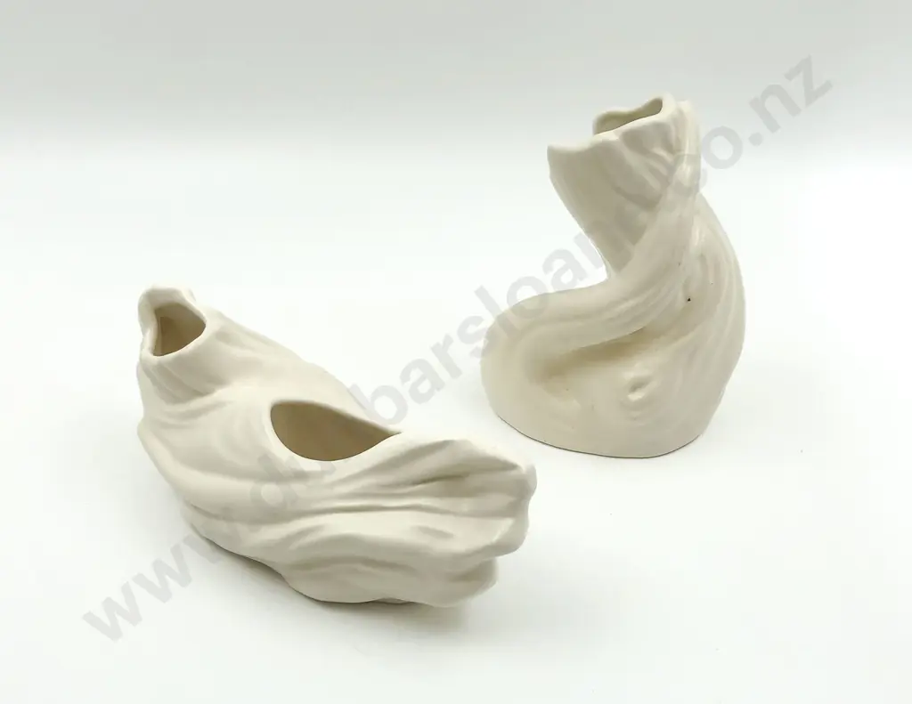 Two Crown Lynn Tree Trunk Form Vases Image 1++