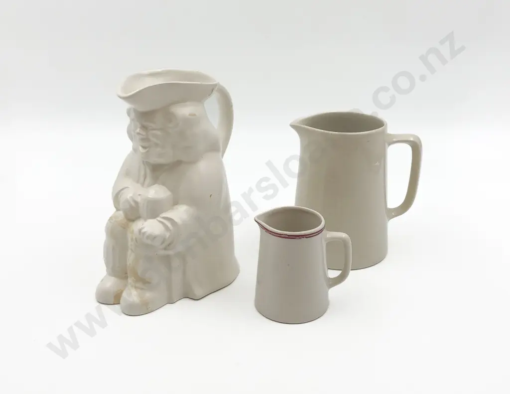 Two Crown Lynn Jugs & Toby Jug Image 1++