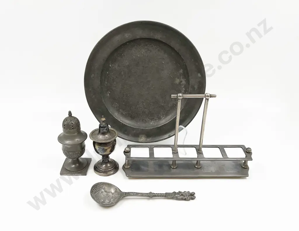 Pewter Plate & Assorted Image 1++