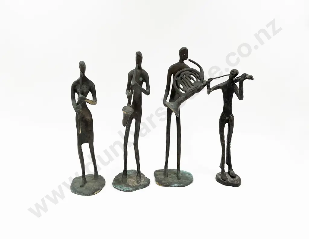 Set of Four Cast Brass Musician Figures Image 1++