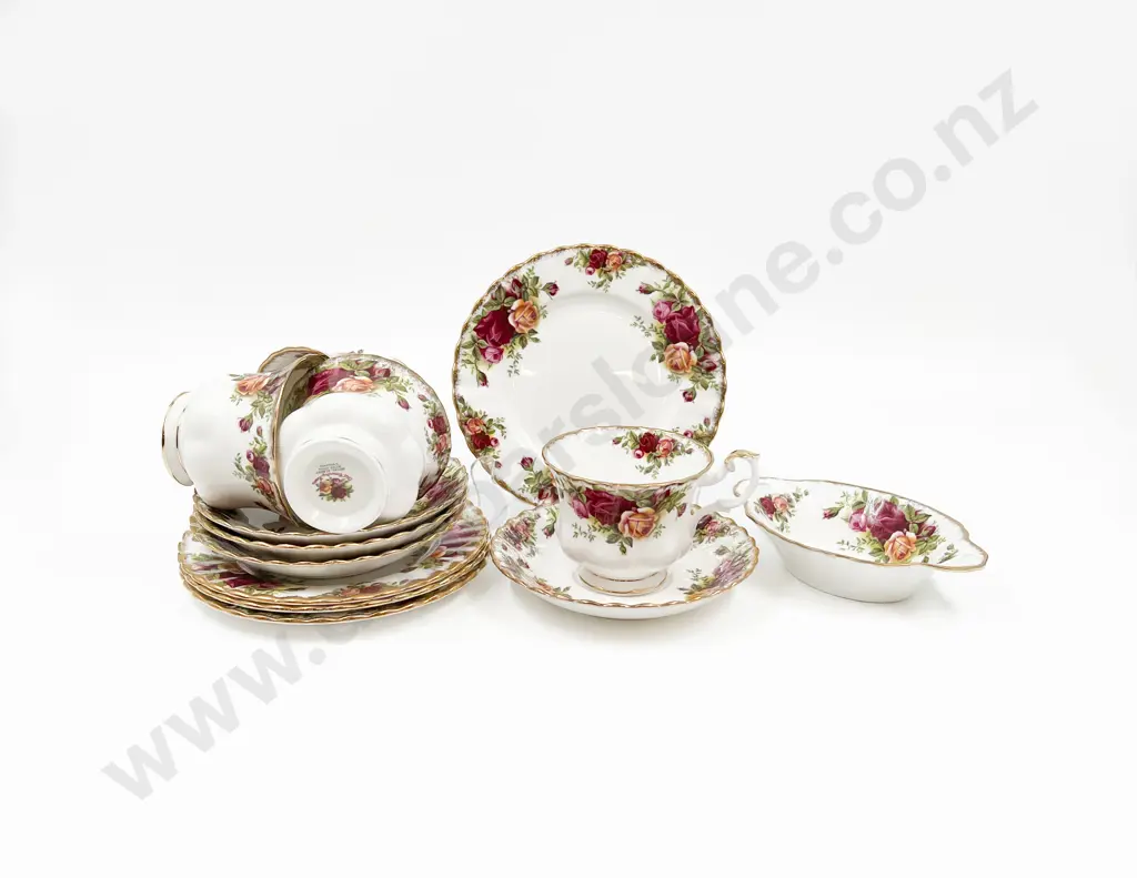 Four Royal Albert 'Old Country Roses' Trios & Jam Dish Image 1++