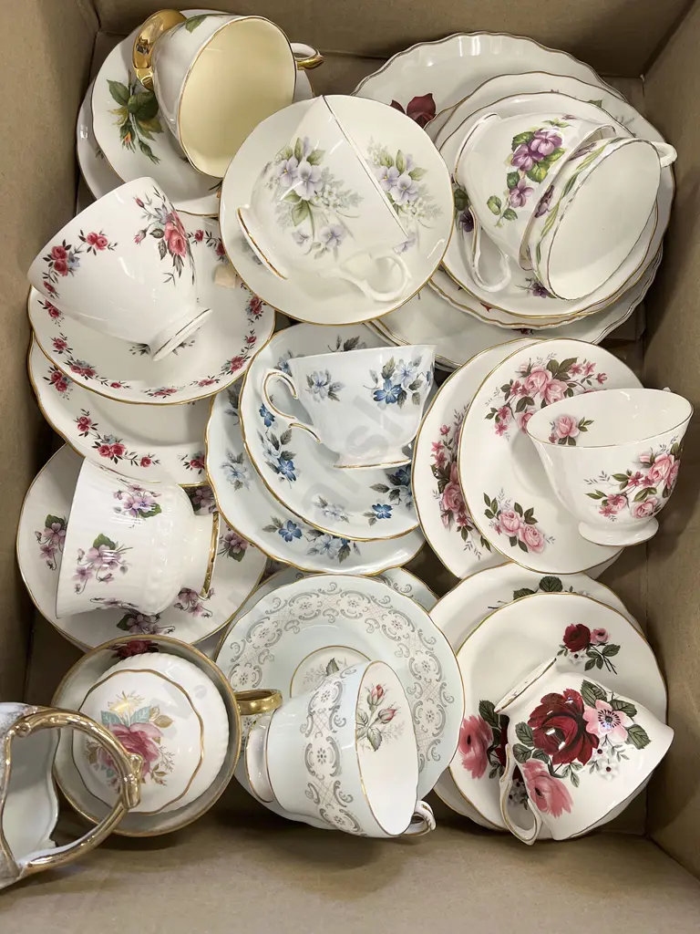 Box of Assorted Fancy China Trios etc Image 1++