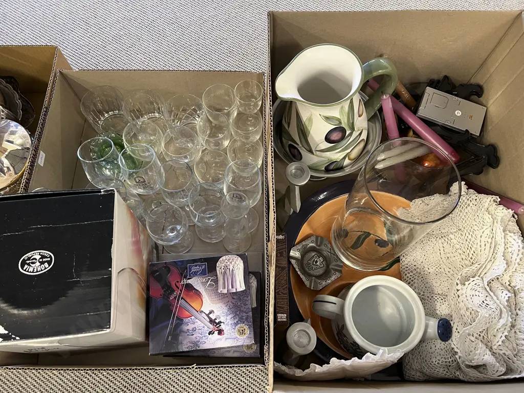 Two Boxes of Assorted incl Glassware and Decorative Homewares Image 1++