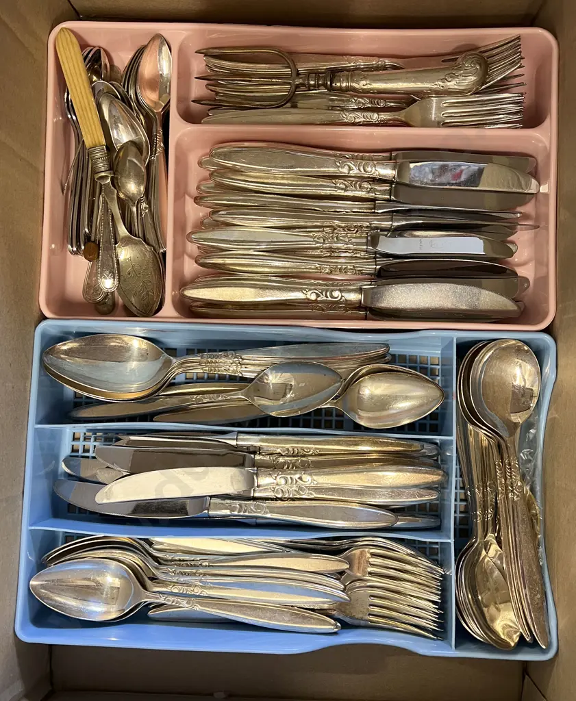 Box of Assorted S/P Cutlery etc Image 1++