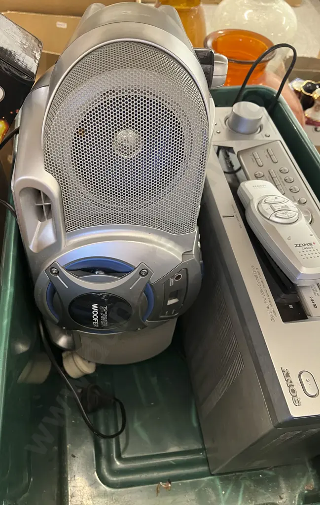 Two Boxes of Assorted incl Boom Box with CDs & DVDs etc Image 1++