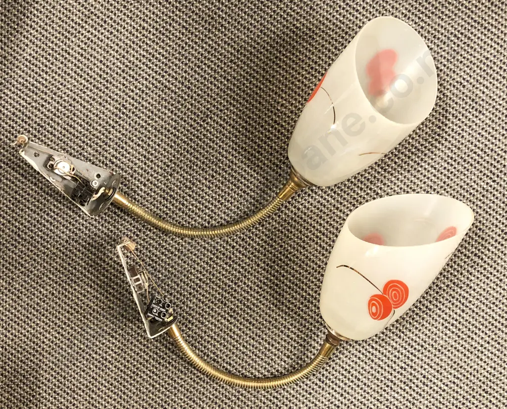 Pair Retro Glass & Brass Wall Lights Image 1++