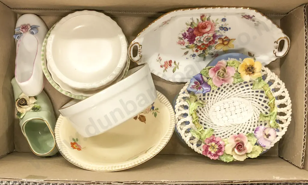 Box of Assorted Fancy China incl Clarice Cliff & Wedgwood etc Image 1++