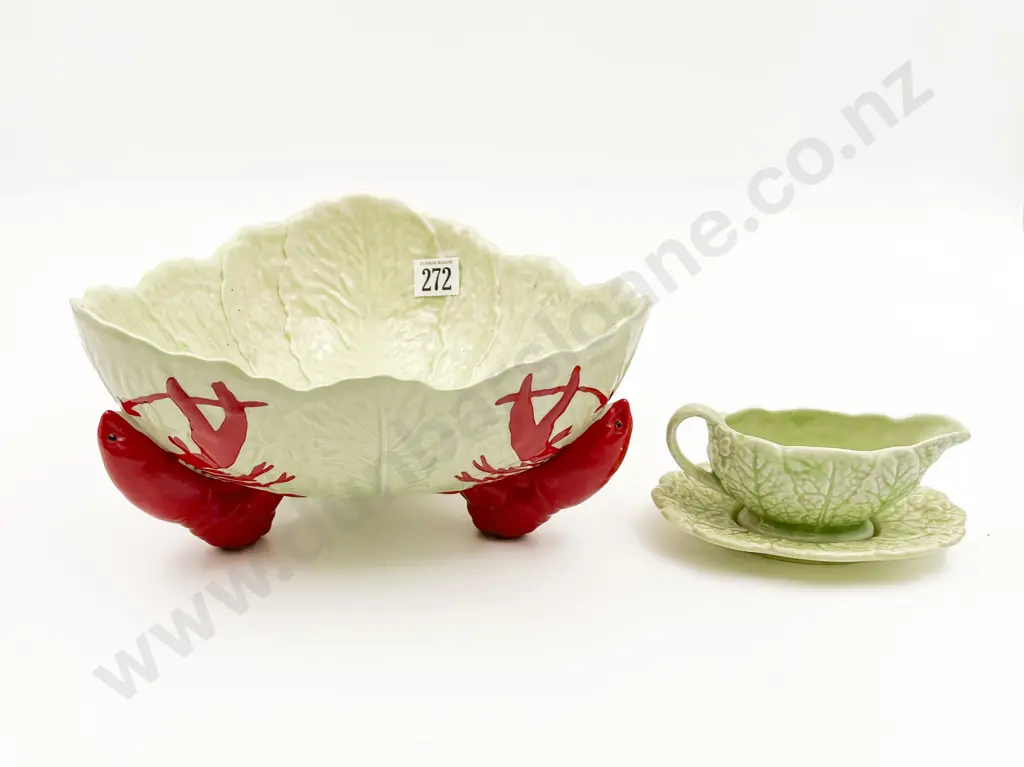 Carlton Ware Lobster Bowl (chip)  & Similar Gravy Boat Image 1++
