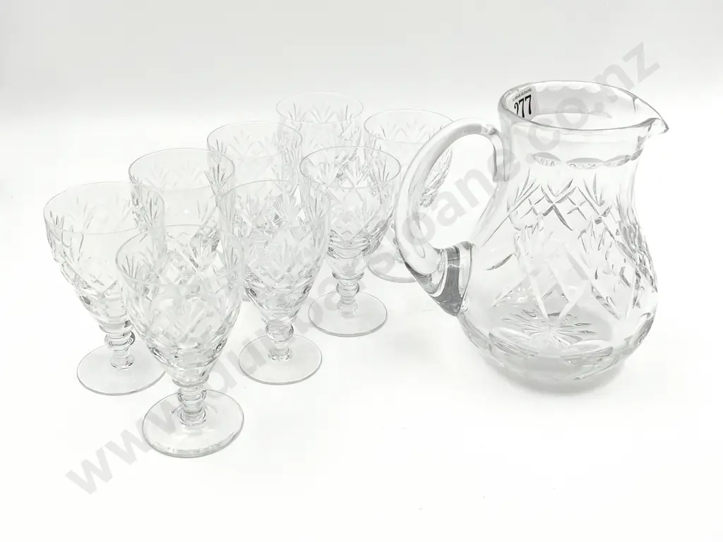 Crystal Jug & Eight Crystal Goblets Image 1++