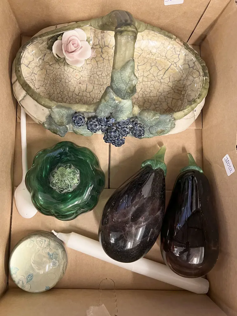 Box of Assorted Including Glass Vegetables Image 1++