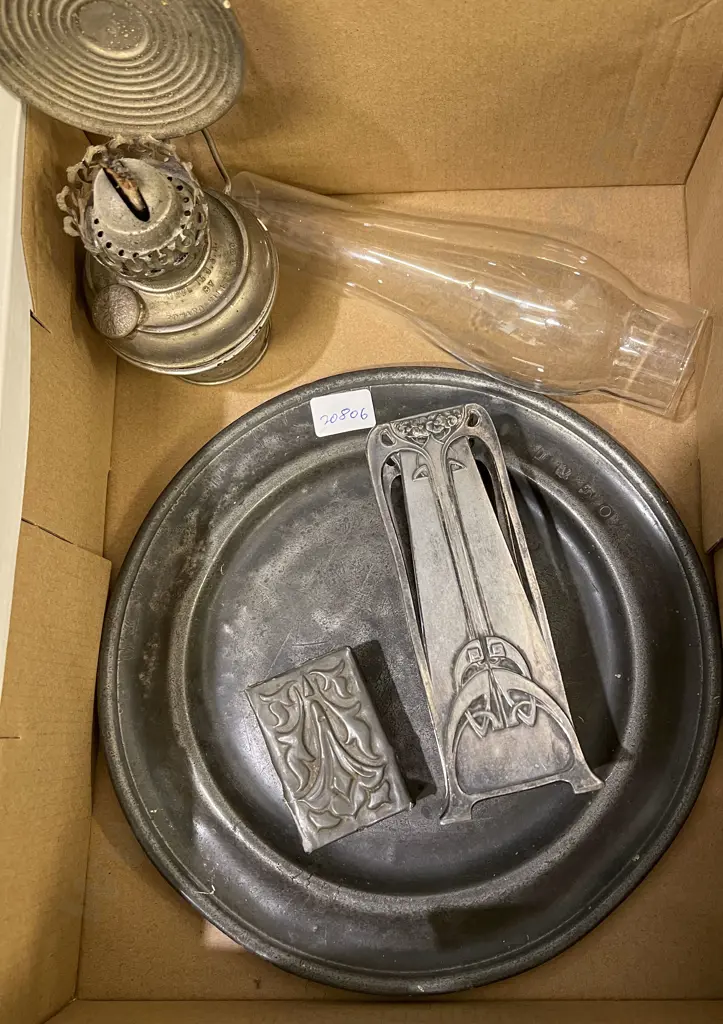Assorted Pewter and Small Oil Lamp Image 1++