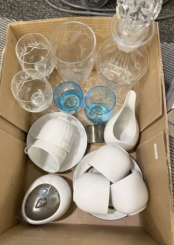 Small Box of China and Glassware Image 1++